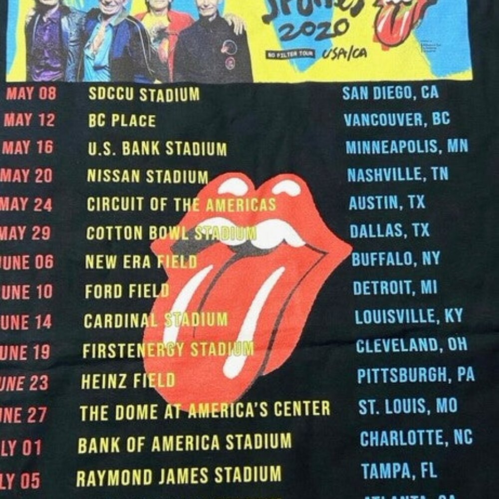 "Rolling Stones 2020 No Filter" Adult Medium NOS Black T-Shirt - Picture 6 of 7